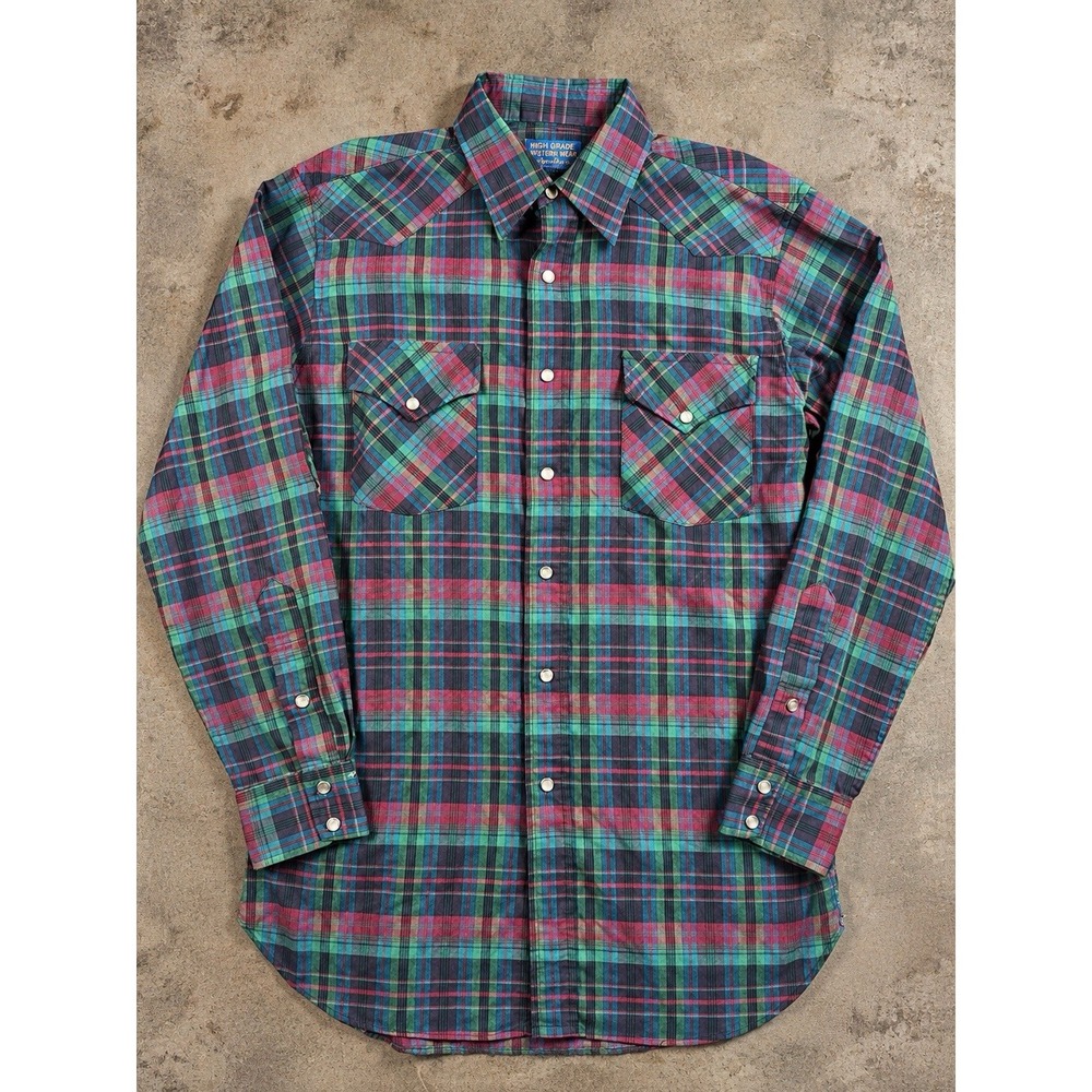 Vintage Pendleton High Grade Western Wear Plaid Pearl Snap Shirt Mens M 70’s 80s